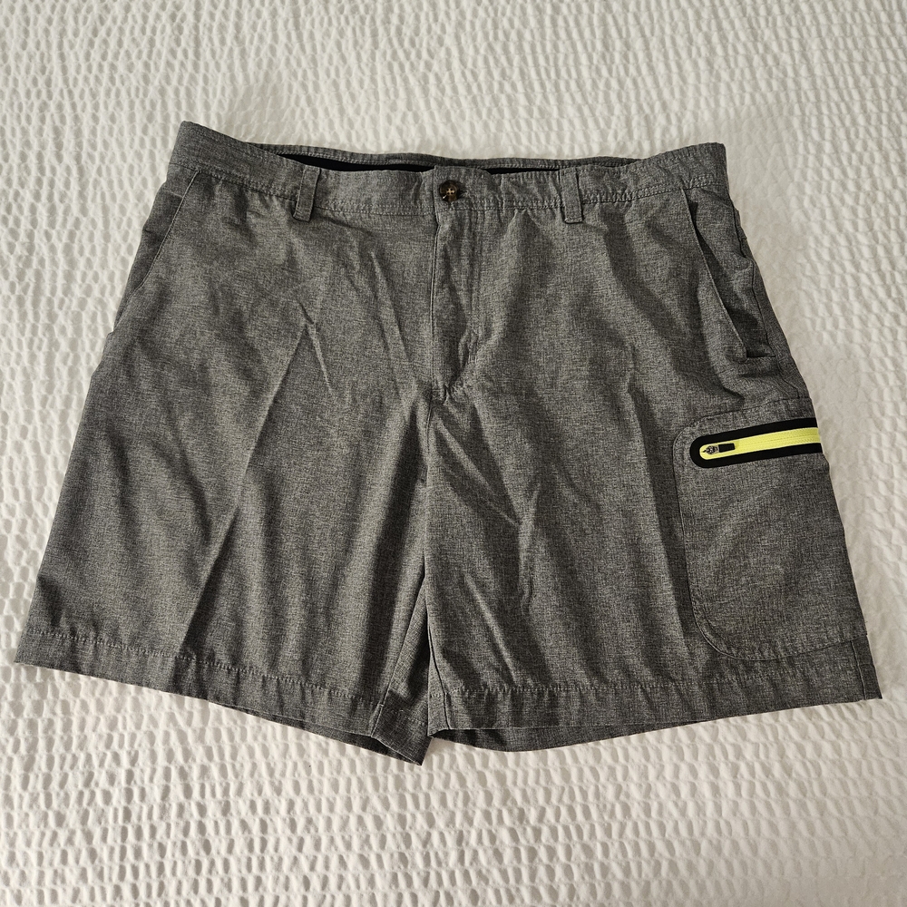 Men's Charcoal Shorts with Neon Yellow Detail
